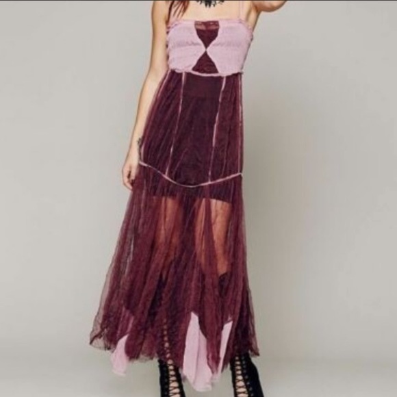 VERY RARE Free People Raw Tulle Maxi Slip - Picture 2 of 7